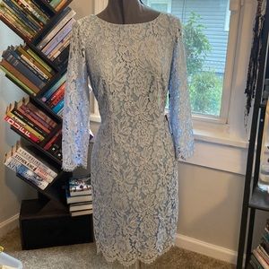 Beautiful blue lace sheath dress